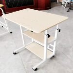 Table roulante pour lit canap hauteur rglable bureau avec 2 etagres table dappoint avec 4 roulettes60x40x63 ...