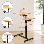 Table roulante pour lit canap - laizere - bois - hauteur rglable - 4 roulettes