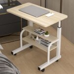 Table roulante de lit canap pour ordinateur portable - table dappoint beige - hauteur rglable 69cm ...