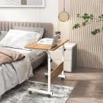 Table roulante de lit canap pour ordinateur portable hauteur rglable 80x40cm - sogeshome - chne