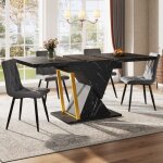 Table de salle � manger 110x80x76 cm � rallonge mdf et m�tal pi�tement renforc� rangement dissimul� noir ...