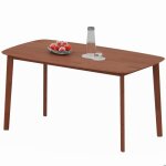 Table salle � manger 150x80 design rustique table � manger plateau laqu� brun structure bois massif coins ...