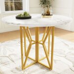 Table de salle � manger 80x80 design luxueux table � manger plateau laqu� brillant pieds dor�s hauteur ...