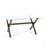 Table de salle � manger amos rectangulaire 150x90 cm verre tremp� pieds en acier verni design �l�gant ...