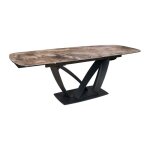 Table de salle  manger azura ? extensible 180  260 cm ? effet marbre taupe ? design contemporain