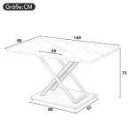 Table de salle à manger blanche 4 personnes avec plateau imitation marbre pieds réglables table de cuisine ... Table de salle à manger blanche 4 personnes avec plateau imitation marbre pieds réglables table de cuisine ...