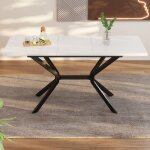 Table de salle � manger blanche extensible 120 / 160 * 80cm pieds de table en m�tal noir table de salle ...