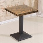 Table de salle � manger carr�e avec un seul pied mod�le industriel motif horloge r�tro (4 personnes) ...