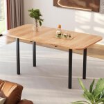 Table de salle à manger - bois - extensible 120 - 160 cm - 4 - 6 personnes - style moderne - métal Table de salle à manger - bois - extensible 120 - 160 cm - 4 - 6 personnes - style moderne - métal