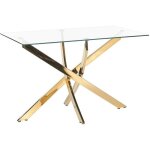 Table de salle à manger dorée plateau en verre 120 x 70 cm maramo Table de salle à manger dorée plateau en verre 120 x 70 cm maramo