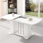 Table de salle � manger extensible 120 / 160x80x75 cm - style moderne - pieds argent�s - table avec rangementb ...