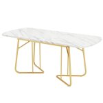 Table de salle � manger extensible blanche avec structure en marbre dimensions extensibles 140 / 180 ...