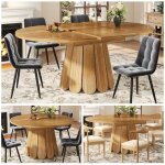 Table salle � manger extensible bois 4 � 6 personnes industrielle table ronde salle manger convertible ...