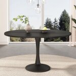 Table salle � manger extensible ovale moderne noir - 100 / 140x100x75 cm - table basse d�contract�e minimalist ...