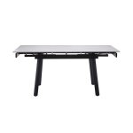 Table de salle � manger extensible avec plateau effet marbre blanc et pieds en m�tal noir