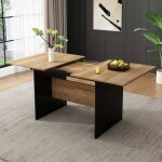 Table salle � manger extensible rectangulaire multifonctionnelle moderne minimaliste (140 / 180x80x75cmnatural ...