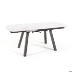 Table de salle à manger extensible ricky plateau céramique effet marbre pieds en acier 120 / 180x80 cm ... Table de salle à manger extensible ricky plateau céramique effet marbre pieds en acier 120 / 180x80 cm ...