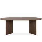 Table de salle  manger faber ovale 204 cm pour 10 personnes style moderne noyer fonc