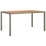 Table de salle � manger de jardin grise 150x90x75 cm poly rotin