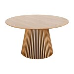 Table de salle � manger kanova 120 cm ? plateau rond en ch�ne clair et pied central design ? style contemporai ...