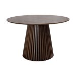 Table de salle � manger kanova 120 cm ? plateau rond en ch�ne fonc� et pied central design ? style contemporai ...