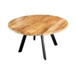 Table de salle � manger loden ? bois massif et m�tal ? 140 cm ? ronde ? style industriel