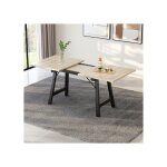 Table de salle  manger - muvoe - extensible 140 / 180cm - 6 places - bois massif - couleur naturelle ...
