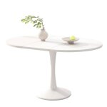 Table de salle manger - non spcifi - 140x100x75cm - pliable - ovale - blanc