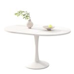 Table de salle à manger - 140x100x75cm - pliable - ovale - blanc Table de salle à manger - 140x100x75cm - pliable - ovale - blanc