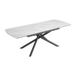 Table de salle � manger ophira ? extensible 180 � 230 cm ? effet marbre blanc ? pieds m�tal ? style contempora ...