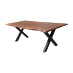 Table de salle à manger orkan ? bois massif de sheesham verni et métal ? pied en x ? 200 cm Table de salle à manger orkan ? bois massif de sheesham verni et métal ? pied en x ? 200 cm
