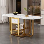 Table de salle à manger ovale pliante avec rangement et tiroirsplateau en agglomérépieds en métalle salon ... Table de salle à manger ovale pliante avec rangement et tiroirsplateau en agglomérépieds en métalle salon ...