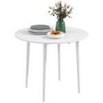 Table de salle  manger pliante - homcom - 2 abattants - table ronde extensible - panneaux de particules ...