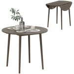Table de salle  manger pliante - homcom - 2 abattants - table ronde extensible - panneaux de particules ...
