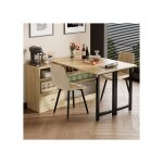 Table de salle � manger pliante - muvoe - extensible - rangement int�gr� - design pivotant 360� - naturel ...