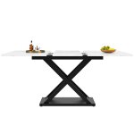 Table de salle  manger  rallonge 120x80 pieds en fer crois noir blanc