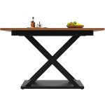 Table de salle à manger à rallonge 120x80 pieds en fer croisé noir bois Table de salle à manger à rallonge 120x80 pieds en fer croisé noir bois