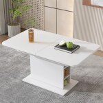 Table de salle  manger - blanc - rectangulaire - extensible - 6 places - design moderne minimaliste