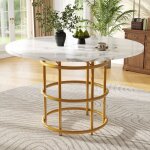 Table de salle  manger ronde 100x100x76cm - table de cuisine - table de salon pour 4 personne - plateau ...