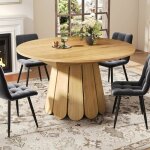Table de salle à manger ronde en bois extensible - table de cuisine extensible à ovale 118 - 158 cm pour ... Table de salle à manger ronde en bois extensible - table de cuisine extensible à ovale 118 - 158 cm pour ...