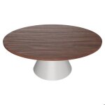 Table de salle � manger ronde - frankystar - art� - 120 cm - bois stratifi� - base en m�tal blanc