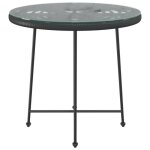 Table de salle  manger ronde sweety noir 80 cm verre tremp et acier tt135