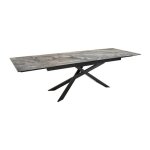 Table de salle � manger stelix 180?220?260 cm ? plateau en c�ramique effet marbre et verre tremp�