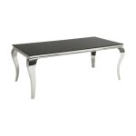 Table de salle à manger velena ? acier poli et verre noir ? 200 cm ? style baroque moderne Table de salle à manger velena ? acier poli et verre noir ? 200 cm ? style baroque moderne