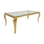 Table de salle à manger velena ? rectangulaire 200 cm ? verre trempé et acier doré ? style baroque chic ... Table de salle à manger velena ? rectangulaire 200 cm ? verre trempé et acier doré ? style baroque chic ...