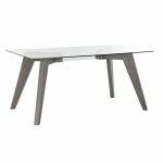 Table de salle  manger - non spcifi - 160x90 cm - verre gris transparent - bois mdf - design contemporain ...