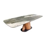 Table de salle � manger vortex ? extensible 180 � 260 cm ? plateau c�ramique aspect marbre gris ? pieds ...