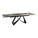 Table de salle  manger zarel ? extensible 180  260 cm ? cramique et verre tremp ? aspect marbre gris ...