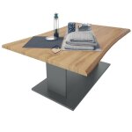 Table de salon table basse melo en anthracite avec plateau de dessus en ch�ne wotan 102 x 40 x 675 cm ...