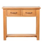 Table de salon bois - armoire haute table console avec 2 tiroirs 83x30x73 cm - bois de ch�ne massif@eu13799830 ...